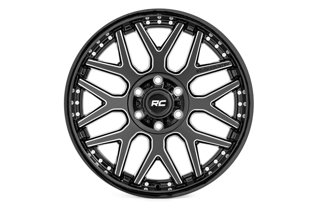 Rough Country 95 Series Wheel | Machined One-Piece | Gloss Black | 20x10 | 6x5.5 | -19mm