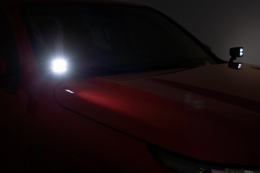 Rough Country Led Light Kit Ditch Mount 2" Black Pair Flood Compatible with Nissan Frontier (22-23) 71065