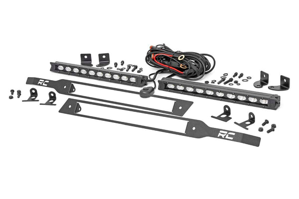 Rough Country Led Light Kit Grille Mount 10" Black Slimline Pair Fits Chevy Silverado 1500 (19-23) 70817