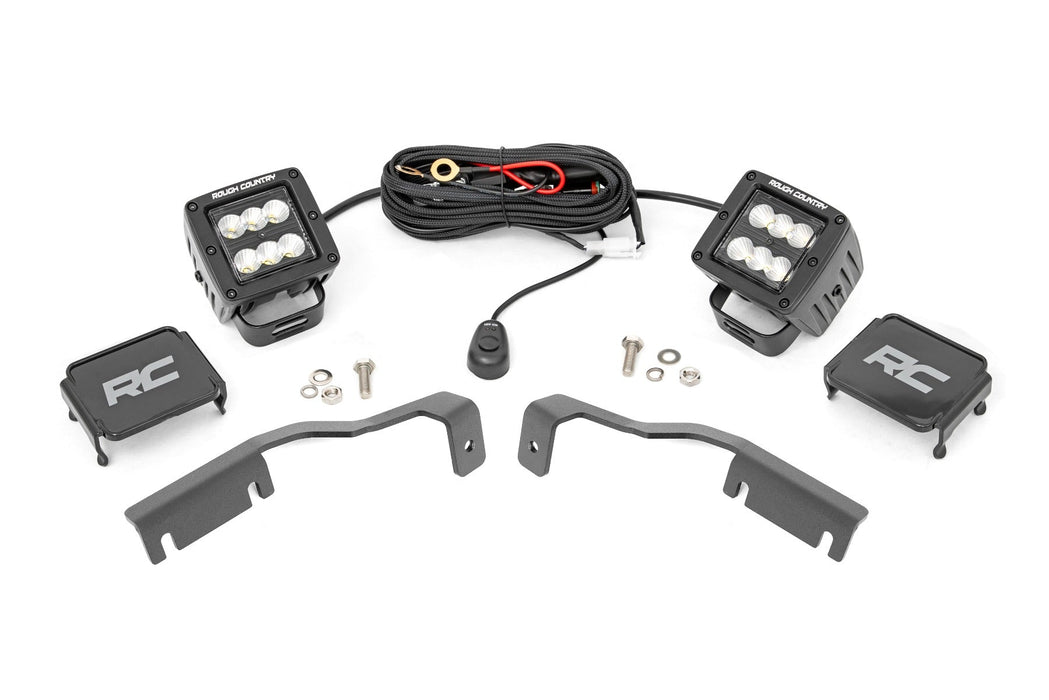 Rough Country Led Light Kit Ditch Mount 2" Black Pair Flood Compatible with Nissan Frontier (22-23) 71065
