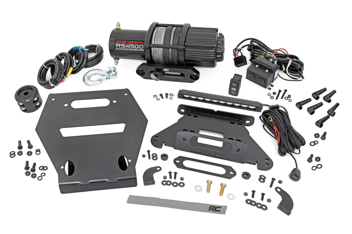 Rough Country Led Light Winch Mount Rs4500S 10" Black Slimline Fits Polaris Rzr Pro R 92063