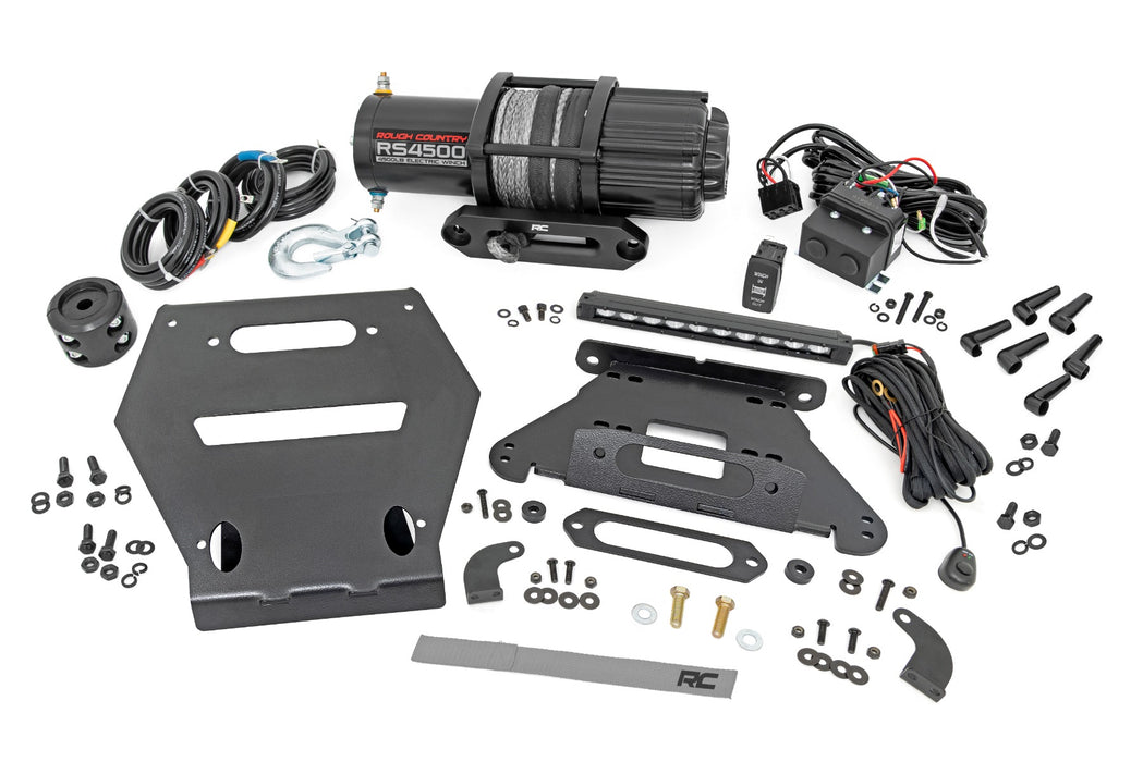 Rough Country Led Light Winch Mount Rs4500S 10" Black Slimline Polaris Rzr Pro R 92063