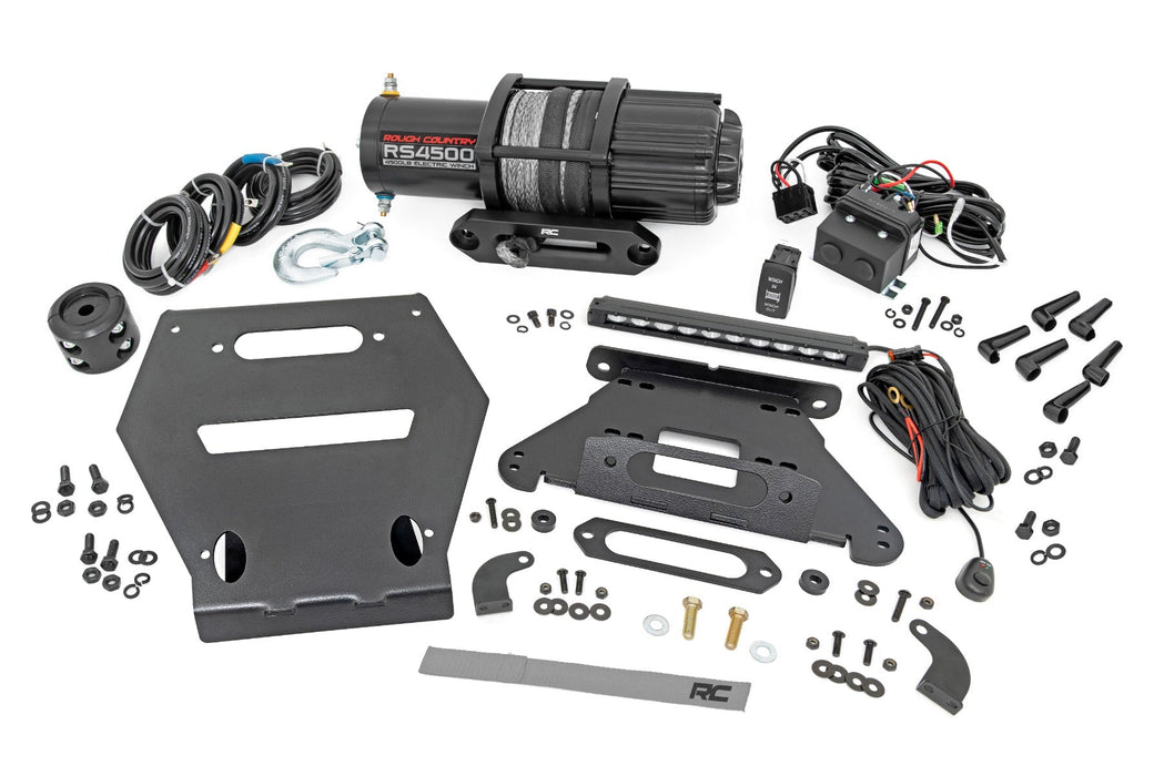 Rough Country Led Light Winch Mount Rs4500S 10" Black Slimline Polaris Rzr Pro R 92063
