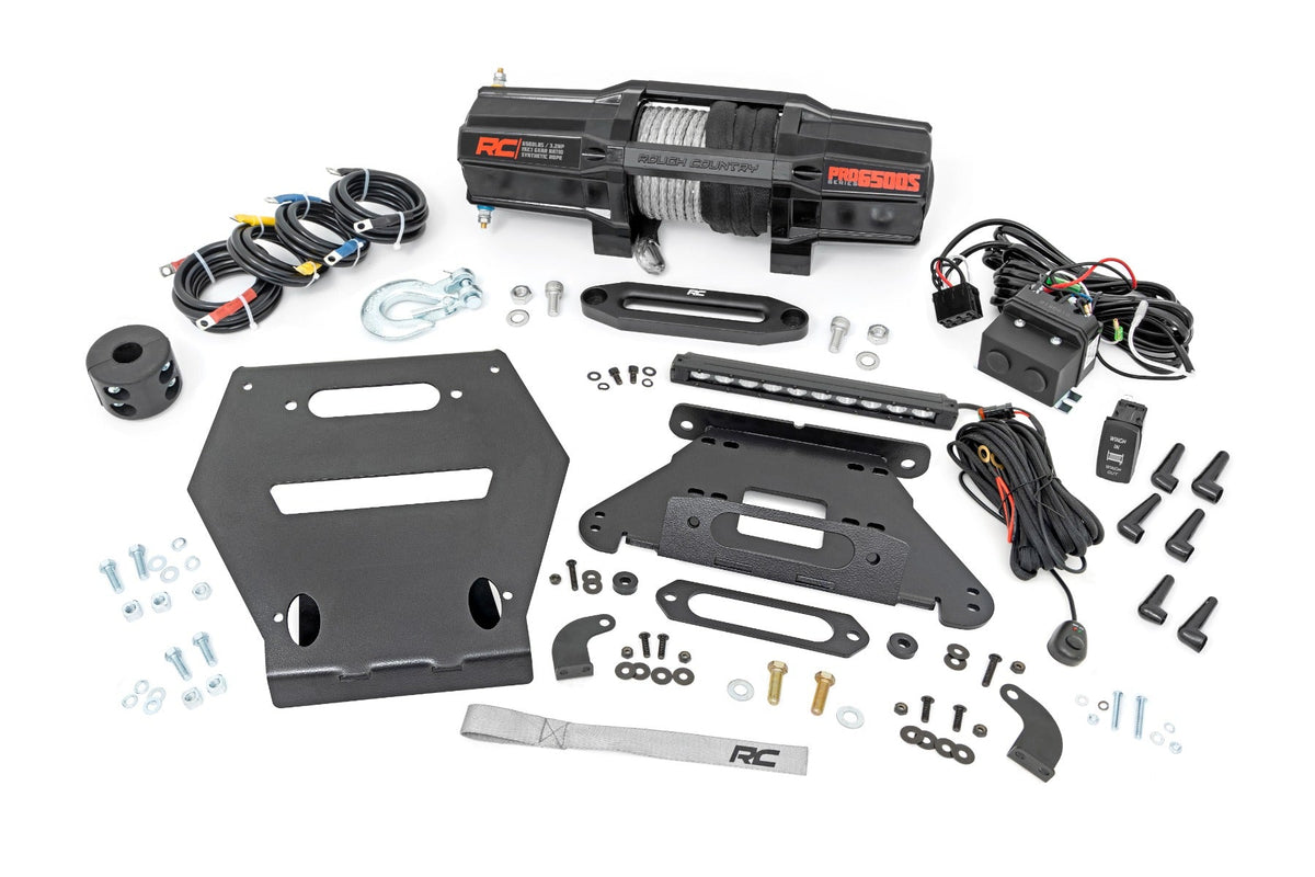 Rough Country Led Light Winch Mount Rs6500S 10" Black Slimline Fits Polaris Rzr Pro R 92064