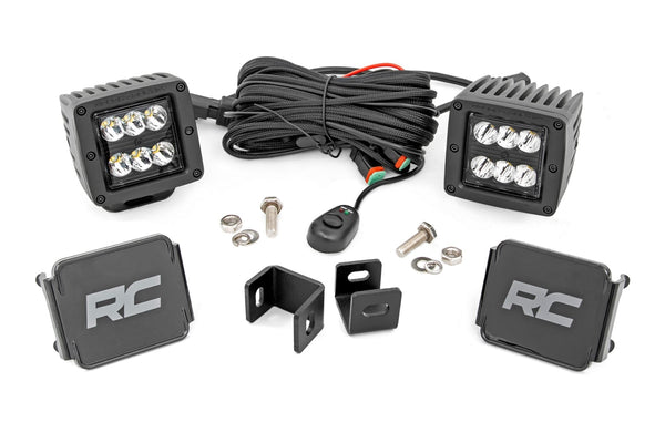 Rough Country LED Light Kit Ditch Mount 2" Black Pair Spot Fits toyotaTundra (22-23) 71071
