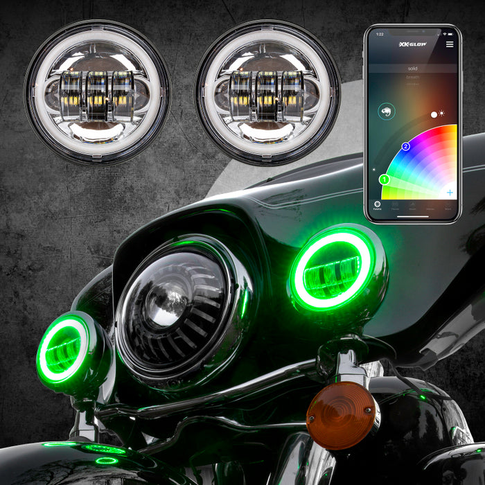 4.5" Chrome RGB LED Harley Running Light XKchrome Bluetooth App Controlled Kit