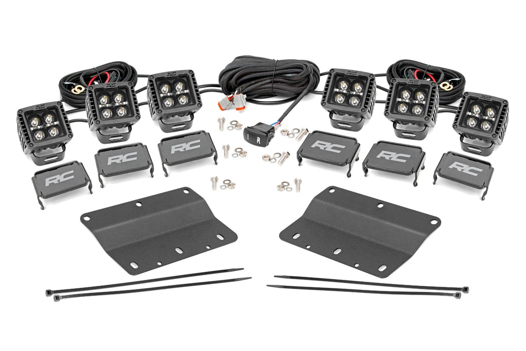 Rough Country Led Light Kit Fog Mount Triple 2" Black Pair White Drl Ford Bronco (21-23) 51087