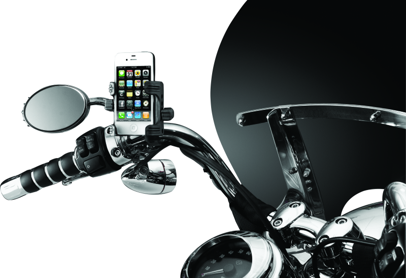 Kuryakyn Motorcycle Handlebar Accessory: Tech-Connect Cradle Gps Device/Phone Holder Mount Kit For Motorcycles With 7/8", 1", 1-1/4" Diameter Bars, Black 1699