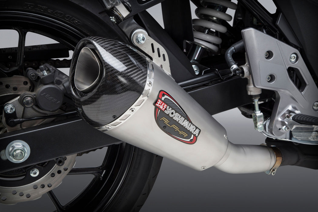 Yoshimura Alpha T Slip-On Exhaust (Street/Stainless Steel/Stainless Steel/Carbon Fiber/Works Finish) Compatible with 18 Suzuki GSX250R