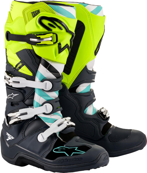 Alpinestars 2012014-9057-8 Tech 7 Anaheim 2020 Le Boots Grey/Ylw Fluo/Turquise Sz 08