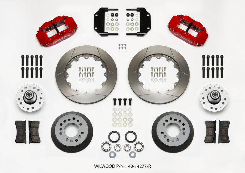 Wilwood Narrow Superlite 6R Front Hub Kit 14.00in Red Magnum Force Drop Spindle 140-14277-R