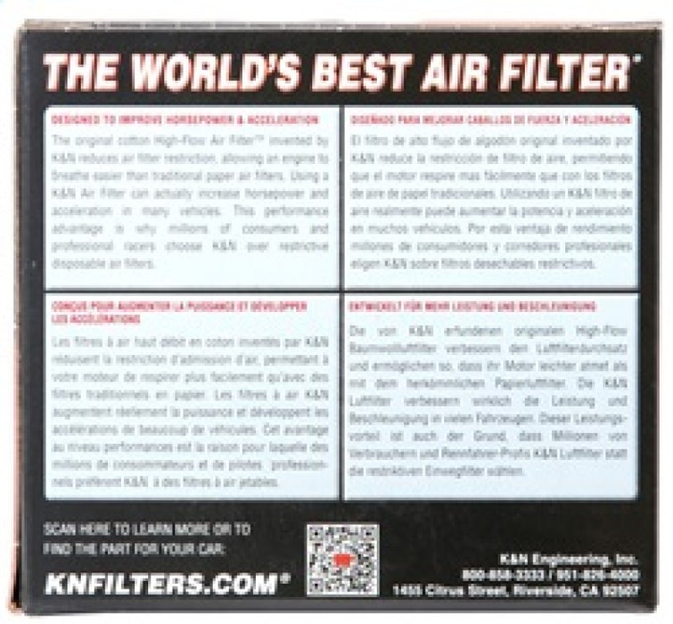 K&N Universal Clamp-On Air Filter: High Performance, Premium, Washable, Replacement Filter: Flange Diameter: 2.25 In, Filter Height: 4 In, Flange Length: 0.625 In, Shape: Round Tapered, R-1260