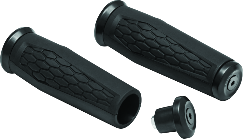 Kuryakyn Motorcycle Handlebar Accessory: Hex Grips With End Caps, Universal Fit For 1" Diameter Handlebars, Satin Black, 1 Pair 5927