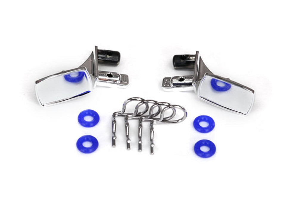 Traxxas Tra Mirrors, Side, Chrome (Left & Right)/ O-Rings (4)/ Body Clips (4) 8133