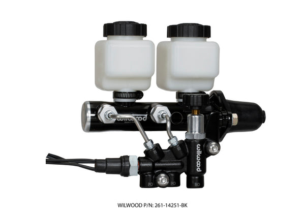Wilwood Tandem Remote M/C Kit w L/H Brkt & Prop Valve 1in Bore Black 261-14251-BK