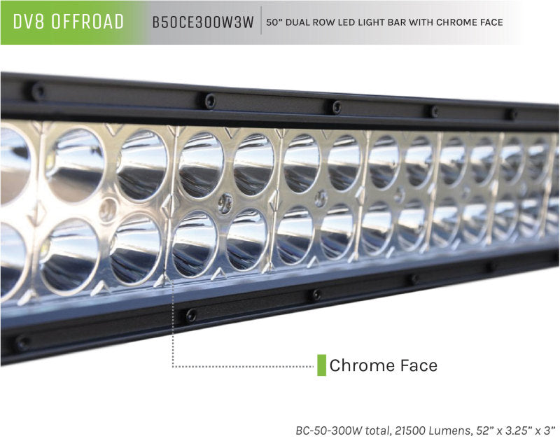 DV8 Offroad Chrome Series 50in Light Bar 300W Flood/Spot 3W LED B50CE300W3W