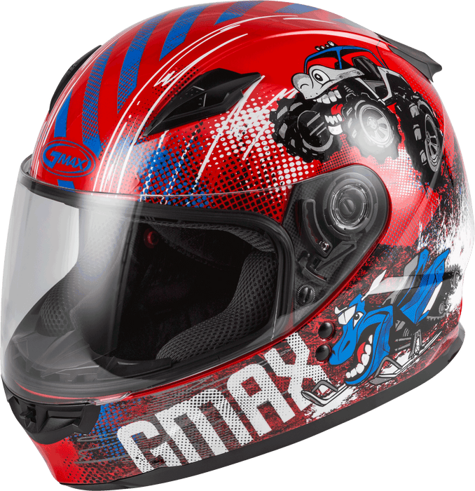 GMAX GM-49Y Beasts, Youth Full-Face Helmet, DOT Approved for Motorcycles, ATVs, Dirt Bikes and More (RED/BLUE/GREY)