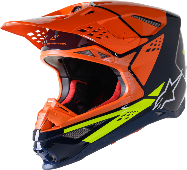 Alpinestars S.Tech S-M8 Factory Helmet Dark Blue/Orange/Ylw Fluo Lg (8302922-7445-L)