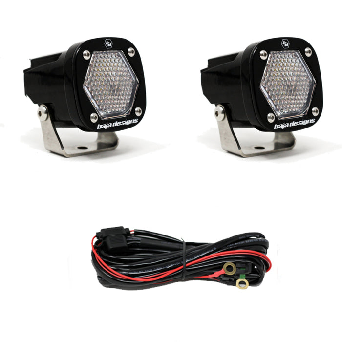 Baja Designs BAJ387806 2.1 in. S1 LED Light with Mounting Bracket - Work or Scene&#44; Black - Set of 2