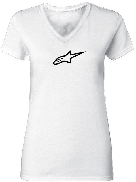 Alpinestars Womens Ageless Tee V-Neck White Md 1W37-72900-20-M