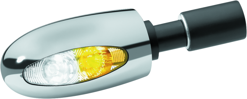 Kuryakyn 2556 Motorcycle Lighting Accessory: Kellermann BL 1000, Handlebar End LED Running/Turn Signal/Blinker Light, White/Amber, Chrome, Pack of 1