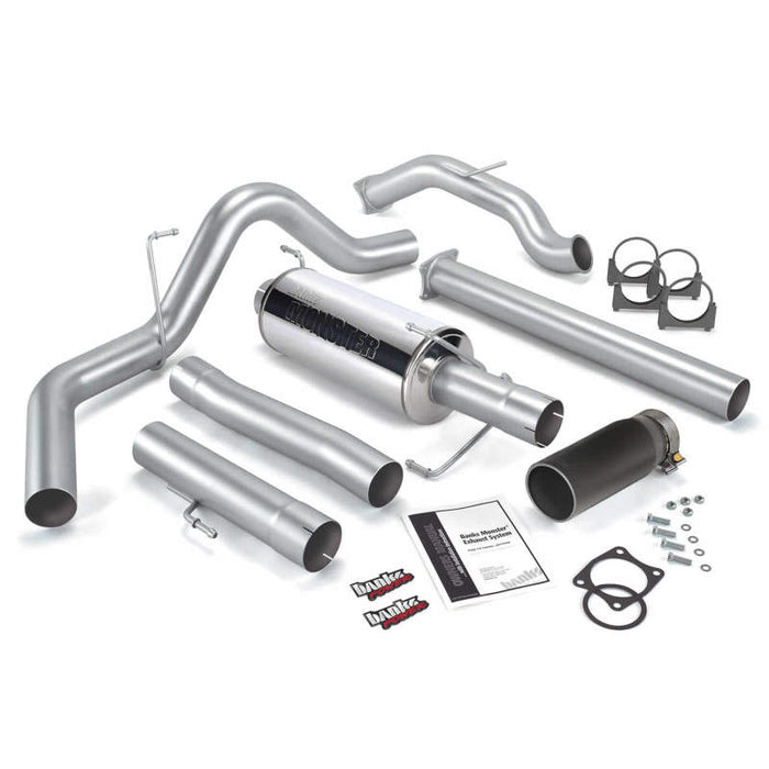 Banks Power 03-04 Compatible with Dodge 5.9 SCLB/CCSB No-Cat Monster Exhaust System SS Single Exhaust w/ Black Tip 48641-B