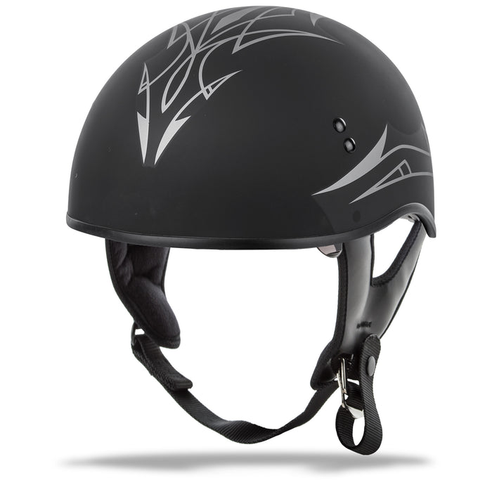 Gmax Hh-65 Half Helmet Pin Naked Matte Black/Dark Silver Xs G1658073