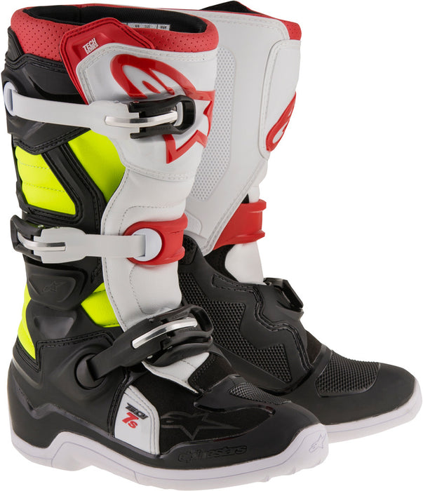 Alpinestars Unisex-Child Tech 7S Youth Boots (Black/Red/Yellow, Size 3)