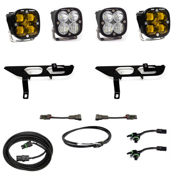 Baja Designs 2021+ Ford F150 Fog Pocket Kit SAE Amber Squadron Sport DC with Upfitter 447698UP