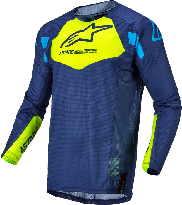 Alpinestars Techstar Factory Jersey Drk Blu/Ylw Fluo/Blu Neo 2X (3761022-7557-XXL)