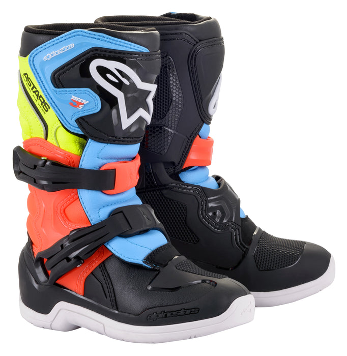 Alpinestars Tech 3S Kids Boots Blk/Ylw Fluo/Red Fluo (Size 11) (2014518-1538-11)