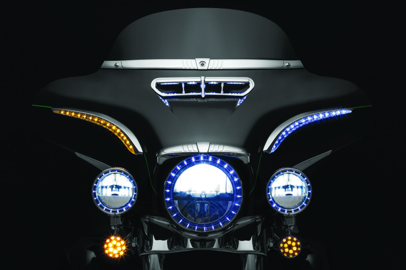 Kuryakyn 7131 Motorcycle Lighting: Sequential LED Bat Lashes with White Running Lights and Amber Turn Signal/Blinker Lights for 2014-19 Harley-Davidson Motorcycles, Chrome