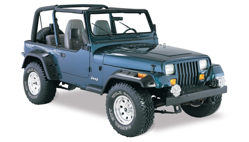 Bushwacker 87-95 compatible with Jeep Wrangler Cutout Style Flares 4pc Cutting Optional Not Renegade Black 10909-07