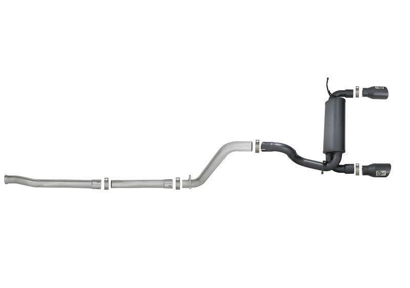 aFe Rebel Series 2.5in 409 SS Cat-Back Exhaust w/ Black Tips 18-19 compatible with Jeep Wrangler (JL) V6 3.6L 49-48076-B