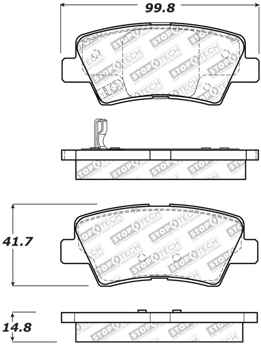 StopTech 09-15 Hyundai Sonata Street Select Rear Brake Pads 305.1445