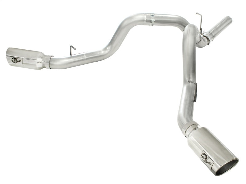 aFe MACHForce XP Exhaust Aluminized Dual Split DPF Back 11-15 GM Diesel Truck V8-6.6L (td) (pol tip) 49-04043-P