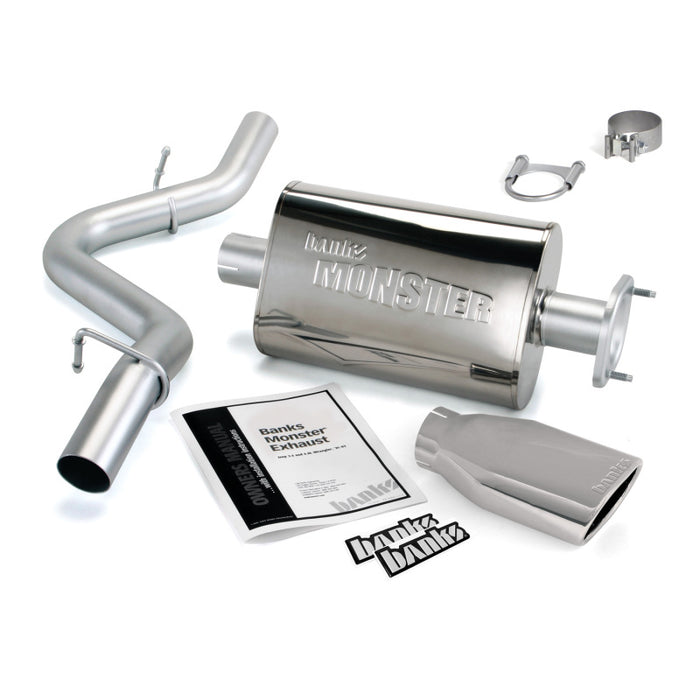 Banks Power 04-06 compatible with Jeep 4.0L Wrangler Monster Exhaust System SS Single Exhaust w/ Chrome Tip 51314