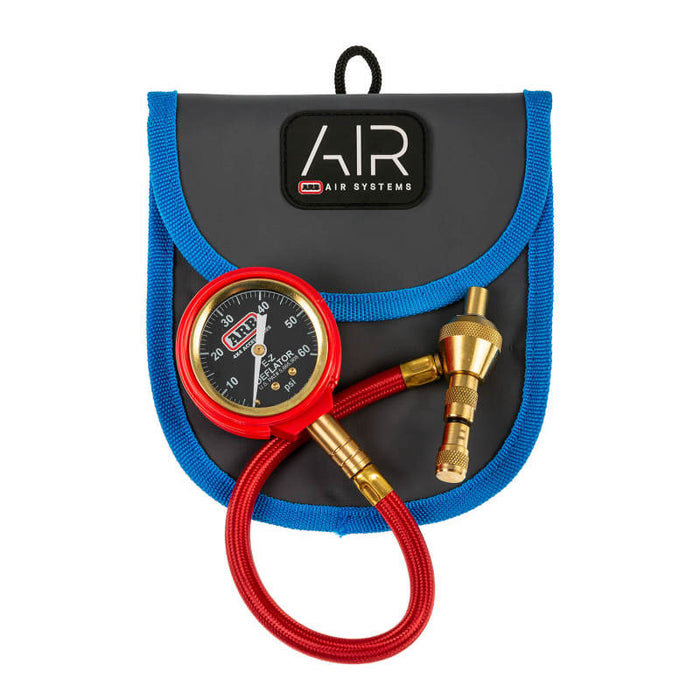 ARB E-Z Tire Deflator Kit Pressure Gauge Offroad 10-60 PSI ARB505 - Updated pouch Gray and blue