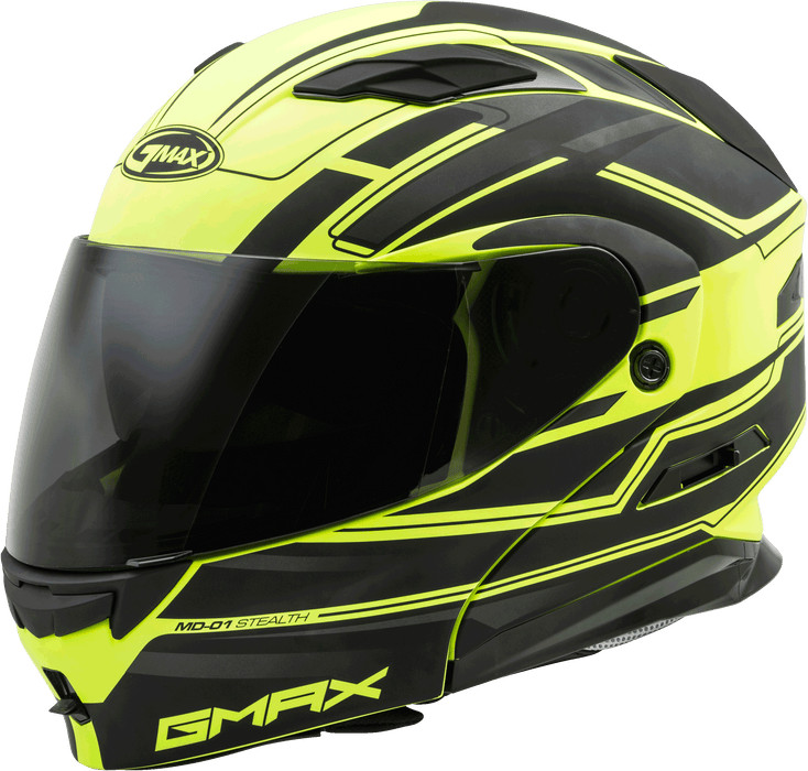 Gmax Md-01 Modular Stealth Helmet Matte Black/Hi-Vis Yellow Md G1011685