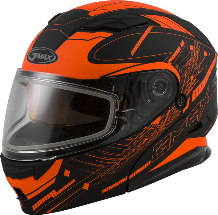 Gmax Md-01S Modular Wired Snow Helmet Black/Neon Orange Md G2011695D TC-26