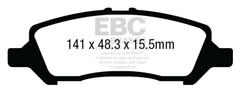 EBC 12+ Compatible with Dodge Dart 1.4 Turbo Ultimax2 Rear Brake Pads UD1647