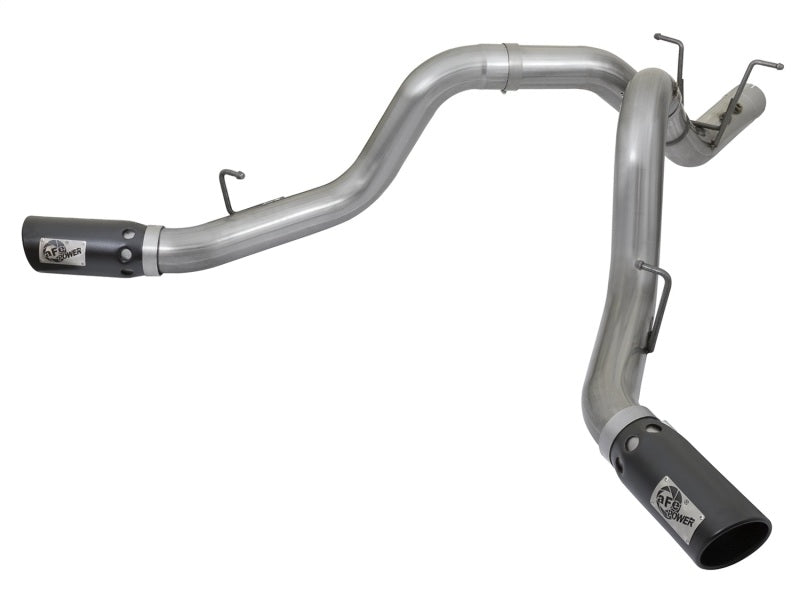 aFe LARGE BORE-HD 4in 409-SS DPF-Back Exhaust w/Dual Black Tips 2017 GM Duramax V8-6.6L (td) L5P 49-44086-B