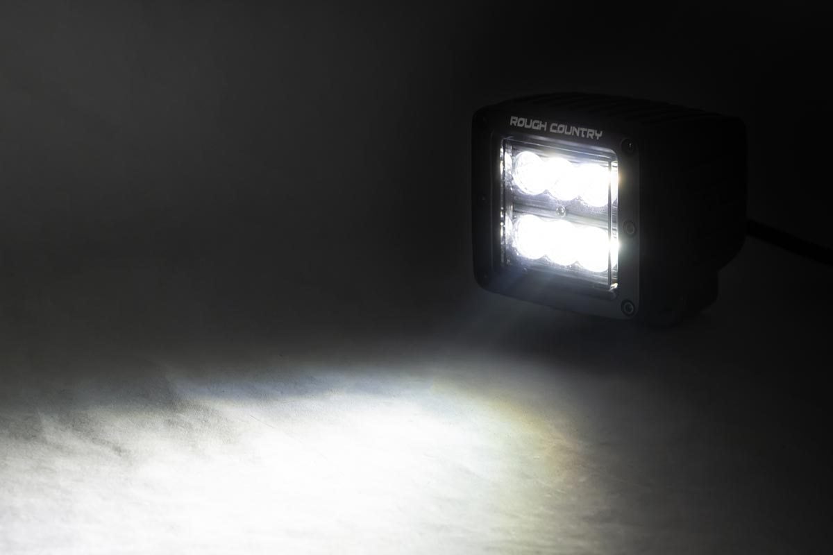 Rough Country Black Series Led Light Pair Square 2 Inch Spot 70903BL