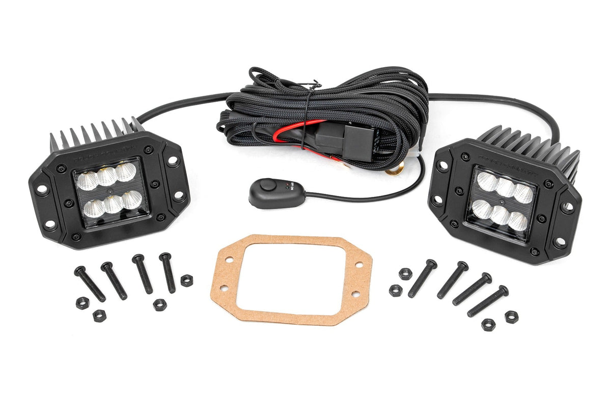 Rough Country Black Series Led 2" Pair Flood Flush Mount 70113BL
