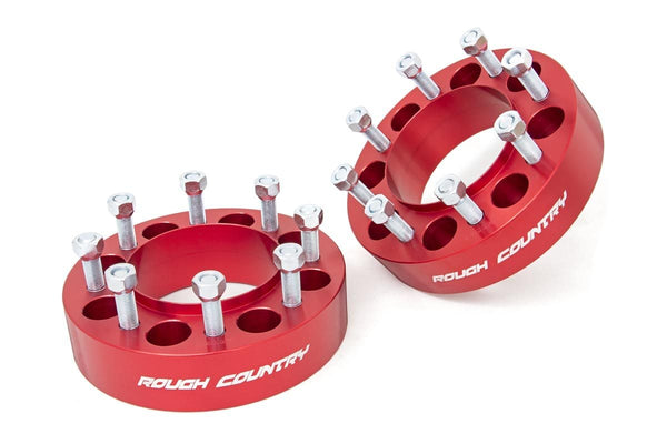 Rough Country 2 Inch Wheel Spacers 8X170 Red Fits Ford F-250/F-350 Super Duty (03-23) 1094ARED