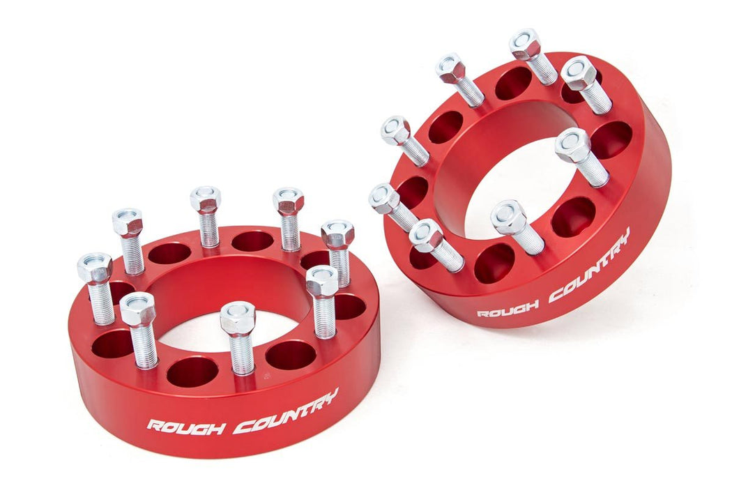 Rough Country 2 Inch Wheel Spacers 8X6.5 Red Multiple Makes & Models (Chevy/Gmc/Ram) 1095RED