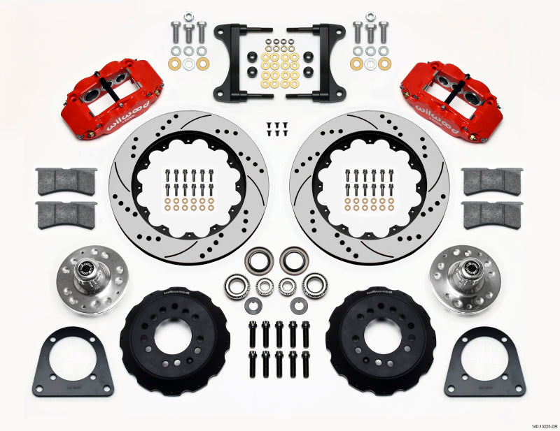 Wilwood Narrow Superlite 6R Front Hub Kit 14.00in Drill Red TCI-IFS 71-78 (Pinto Based) 140-13225-DR