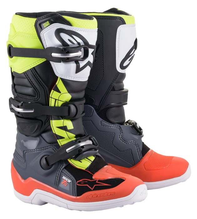 Alpinestars 2015017-9058-6 Youth Tech 7S Motocross Boot, Dark Gray/Red/Yellow, 6