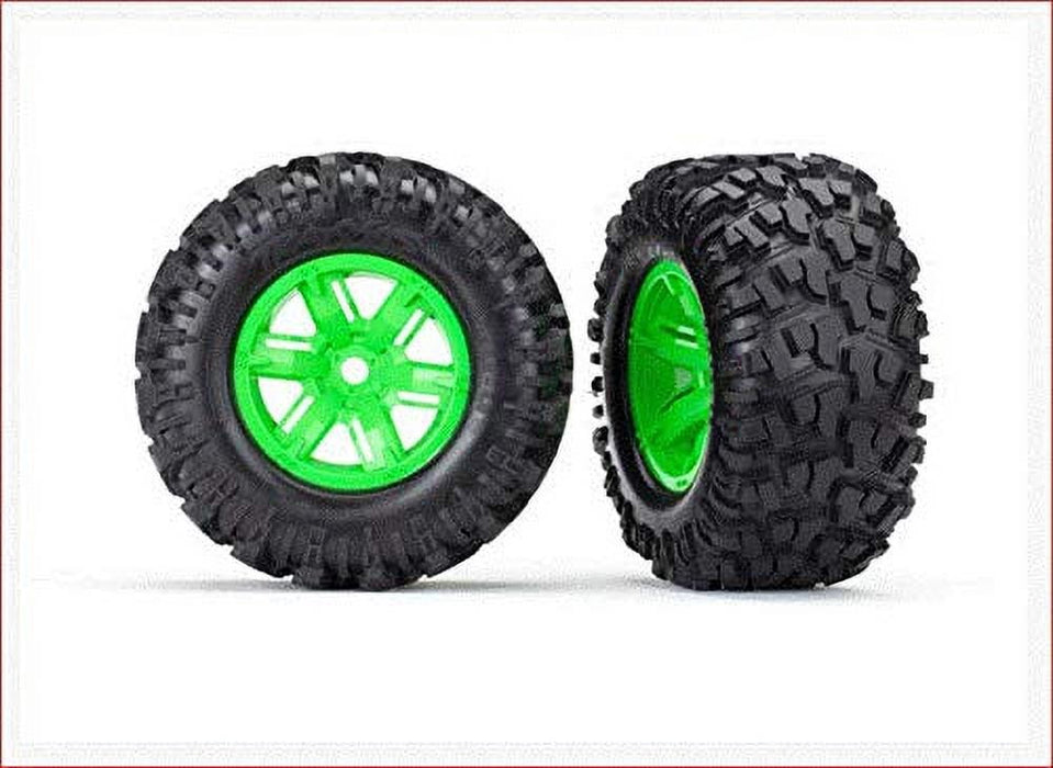 Traxxas Tra Tires & Wheels, Assembled, Glued (X-Maxx Green Wheels, Maxx At Tires, Foam Inserts) 7772G