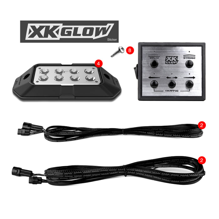 XK Glow XK052001-4R Pod Strobe Light - Red- 4pc